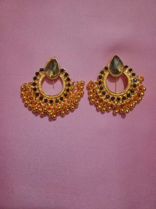 Simple Golden Rhinestone Hoop Earrings