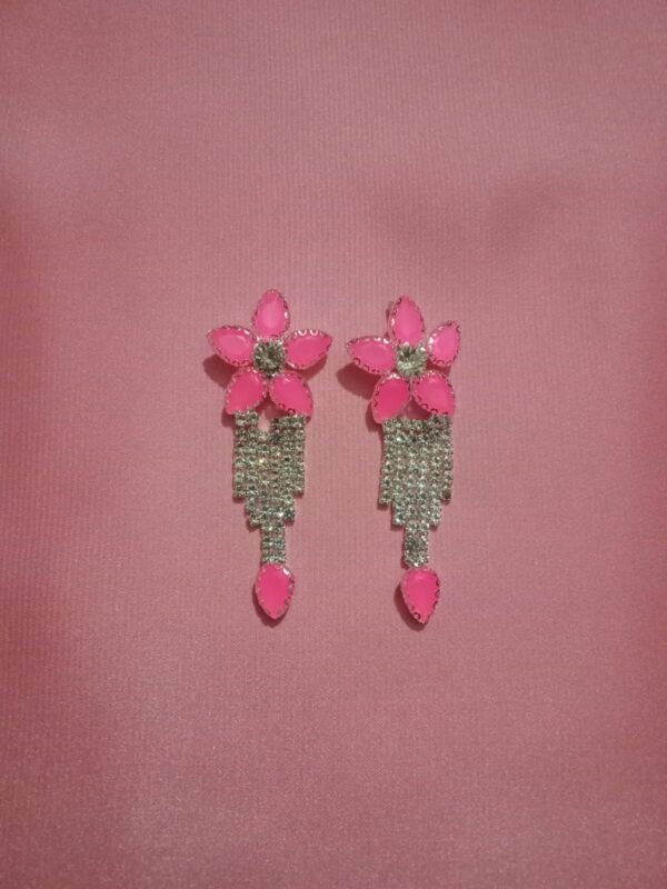 Simple Pink flower Tassel Earrings - nimicollection