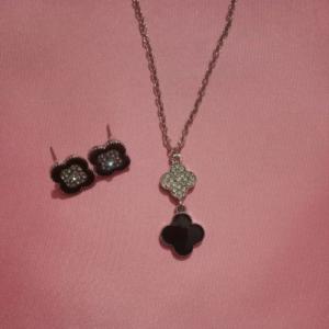 Simple Black Petal Charm Set