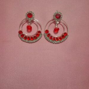 Simple Red Rhinestone Hoop Earrings