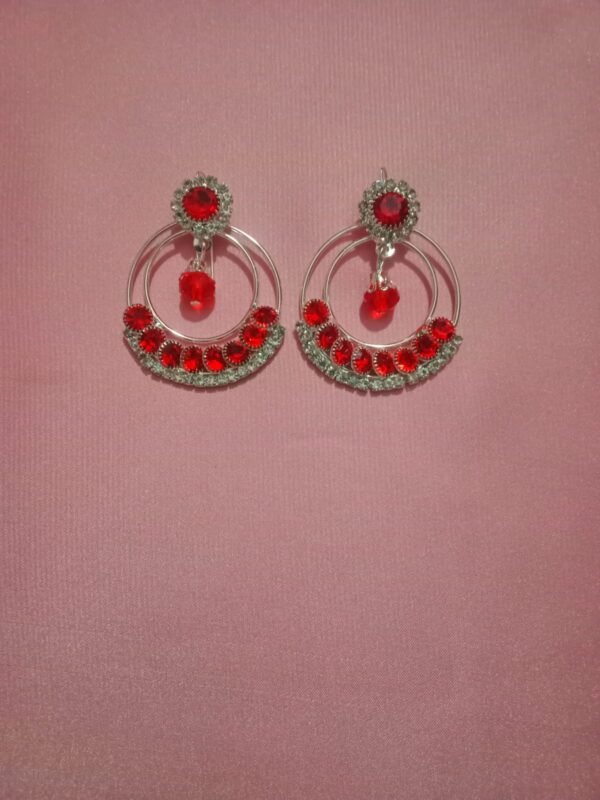 Simple Red Rhinestone Hoop Earrings - nimicollection